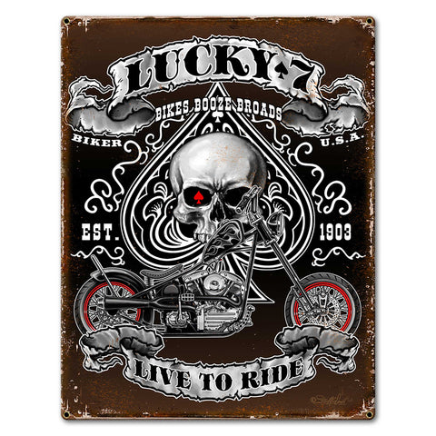 Lucky 7 23 x 30 Custom Shape Metal Sign