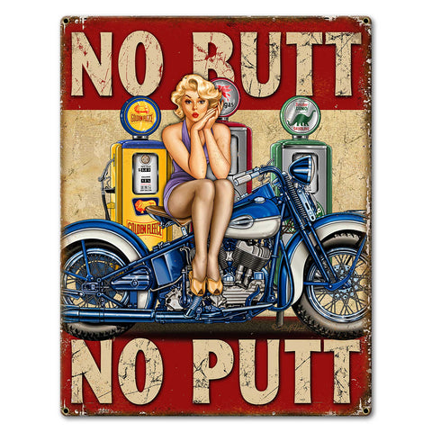 No Butt 18 x 24 Custom Shape Metal Sign