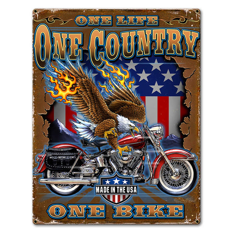 One Life 3 2 23 x 30 Custom Shape Metal Sign