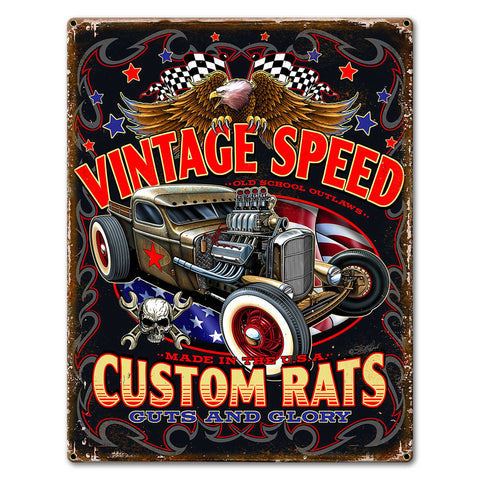 Vintage Speed 18 x 24 Custom Shape Metal Sign