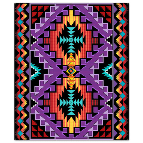 Indian Purple Blanket Look 40 x 48 Custom Shape Metal Sign