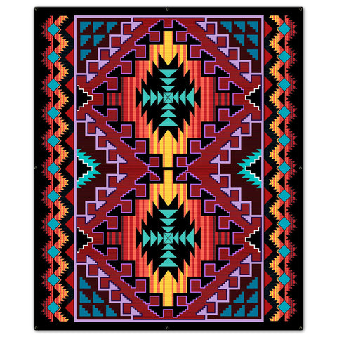 Indian Red Blanket Look 40 x 48 Custom Shape Metal Sign