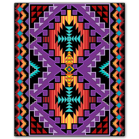 Indian Purple Blanket Look 20 x 24 Custom Shape Metal Sign