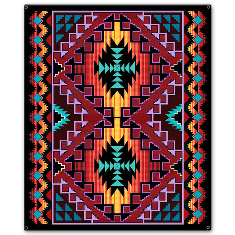 Indian Red Blanket Look 20 x 24 Custom Shape Metal Sign