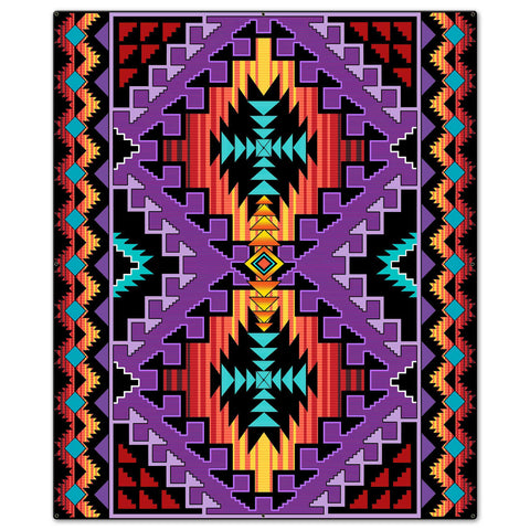Indian Purple Blanket Look 30 x 36 Custom Shape Metal Sign