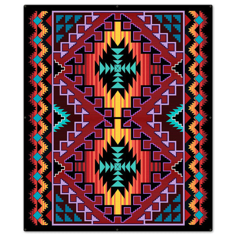 Indian Red Blanket Look 30 x 36 Custom Shape Metal Sign