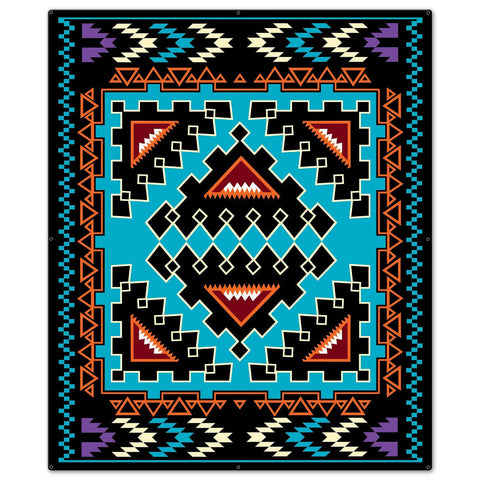 Turq Blanket Look 30 x 36 Custom Shape Metal Sign