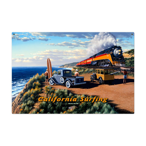 California Surfing Vintage Sign Metal Sign