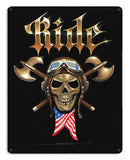 RIDE SKULL Vintage Sign Metal Sign