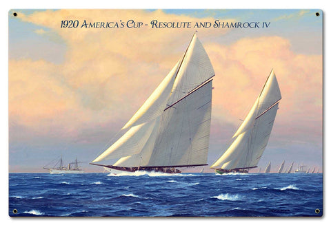 1920-AM-Cup-Resolute-Shamrock-IV-Vintage-Sign-Metal-Sign