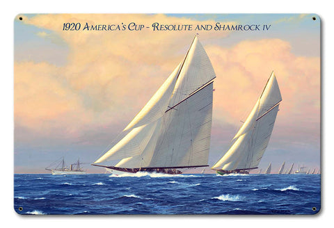 1920-AM-Cup-Resolute-Shamrock-IV-Vintage-Sign-Metal-Sign