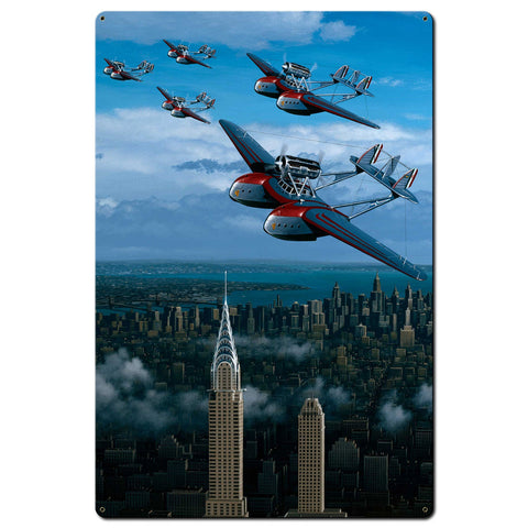 Planes Over New York 24 X 36 vintage metal sign Metal Sign