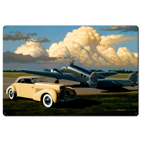 Cord and Plane 36 X 24 vintage metal sign Metal Sign