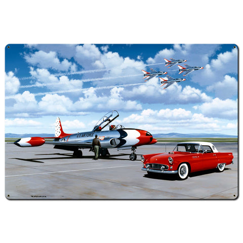 57 T Bird And Thunderbirds 36 X 24 vintage metal sign Metal Sign