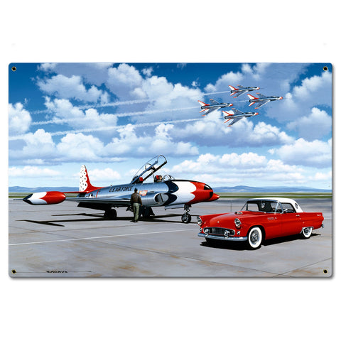 57 T Bird And Thunderbirds 24 X 16 vintage metal sign Metal Sign