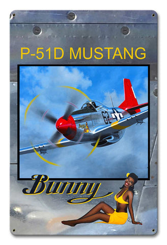 Bunny on P-51 Cowl 12 X 18 vintage metal sign Metal Sign