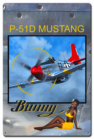 Bunny on P 51 Cowl 16 X 24 vintage metal sign Metal Sign