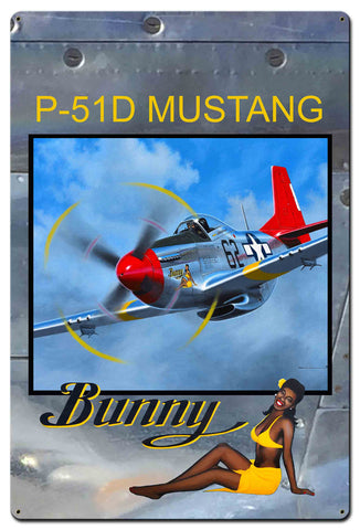 Bunny on P-51 Cowl 24 X 36 vintage metal sign Metal Sign