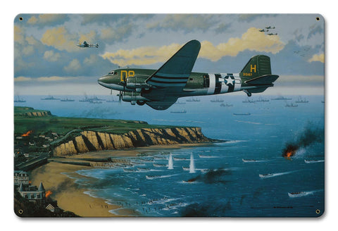 STK292   D DAY INVADERS   C 47s over Normandy Metal Sign