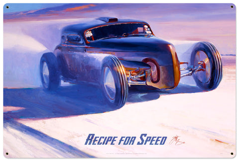 Recipe For Speed  Large Vintage Sign Metal Sign