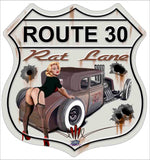 ROUTE 30 RAT LANE 15 x 15 Custom Shape Metal Sign