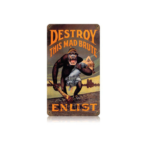 Destroy Kaiser Monkey Vintage Sign Metal Sign