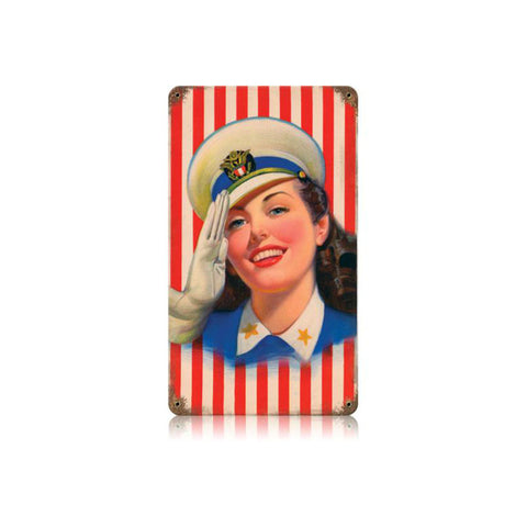 Salute Girl Vintage Sign Metal Sign