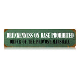 Drunkenness Prohibited Vintage Sign Metal Sign