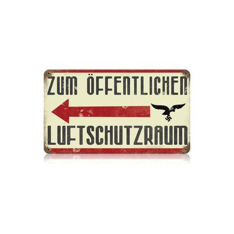 German Air Raid Vintage Sign Metal Sign