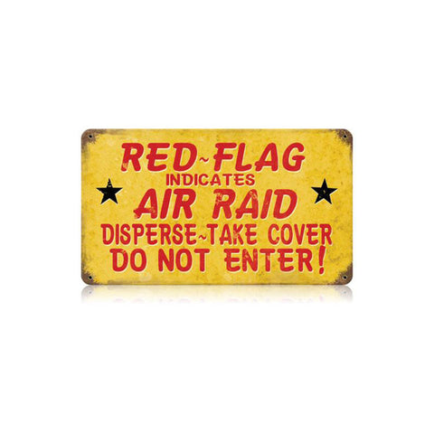 Red-Flag-Air-Raid-Vintage-Sign-Metal-Sign