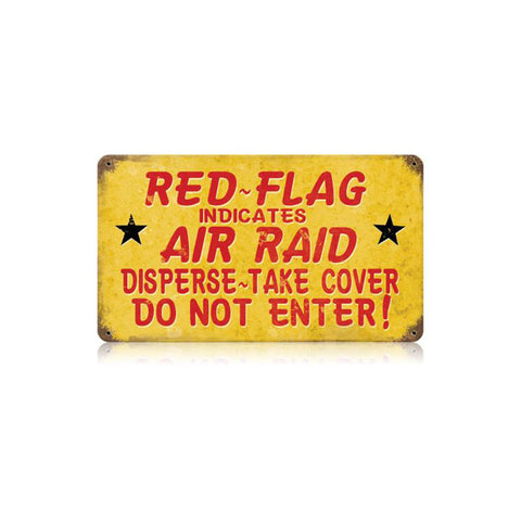 Red Flag Air Raid Vintage Sign Metal Sign