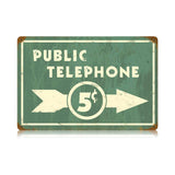 Public-Telephone-Metal-Sign