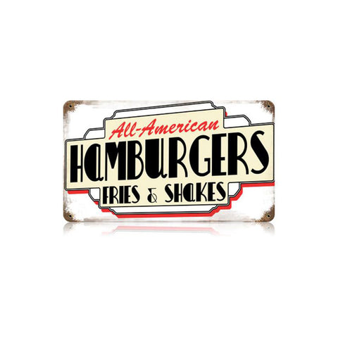 All American Hamburgers Vintage Sign Metal Sign