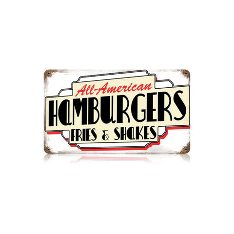 All American Hamburgers Vintage Sign Metal Sign