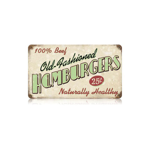 Old Fashioned Hamburgers Vintage Sign Metal Sign