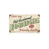Old Fashioned Hamburgers Vintage Sign Metal Sign