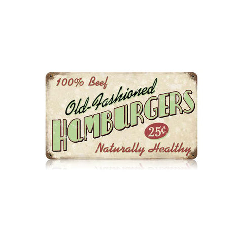 Old Fashioned Hamburgers Vintage Sign Metal Sign