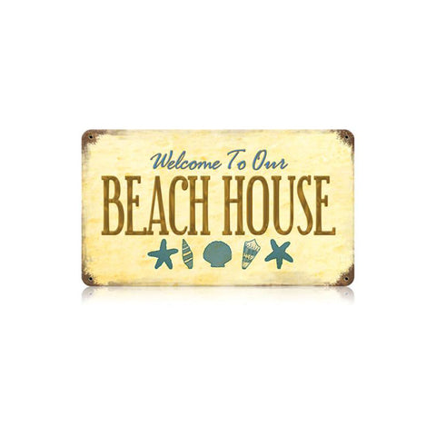 Beach House Vintage Sign Metal Sign