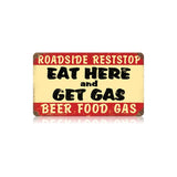 Eat Here Get Gas Vintage Sign Metal Sign