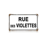 Rue Des Violettes Vintage Sign Metal Sign
