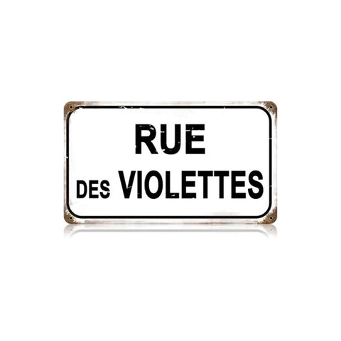 Rue Des Violettes Vintage Sign Metal Sign
