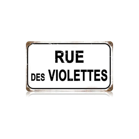 Rue Des Violettes Vintage Sign Metal Sign