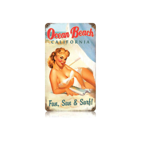 Ocean Beach Vintage Sign Metal Sign