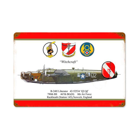 B-24 Liberator Witchcraft Vintage Sign Metal Sign