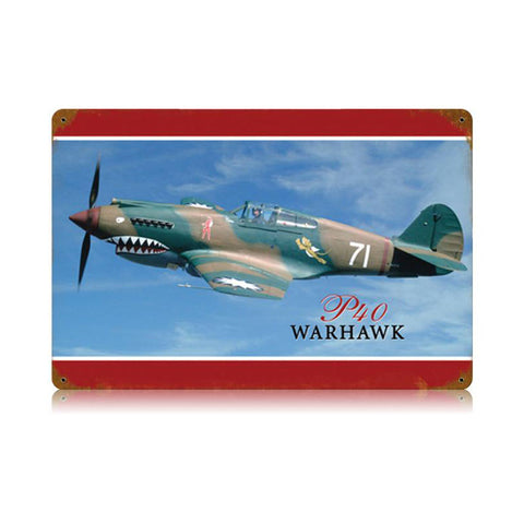P-40 Warhawk Vintage Sign Metal Sign