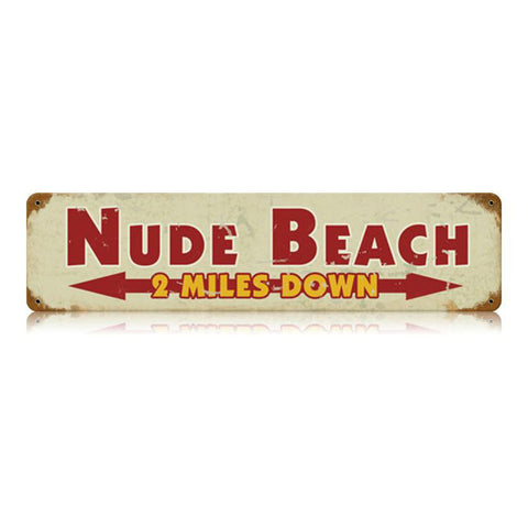 Nude Beach Vintage Sign Metal Sign