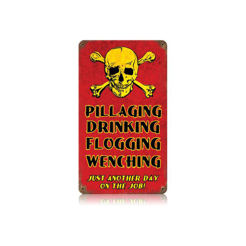 Pillaging Drinking Pirates Vintage Sign Metal Sign