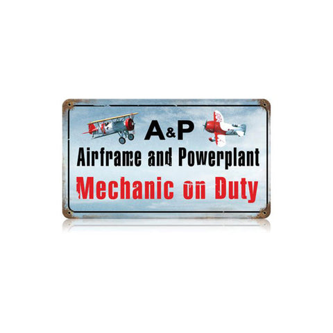 Airframe-Powerplant-Color-Vintage-Sign-Metal-Sign