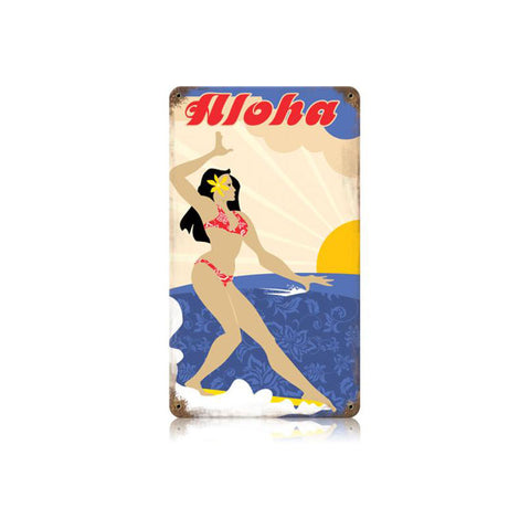 Aloha Surfer Vintage Sign Metal Sign