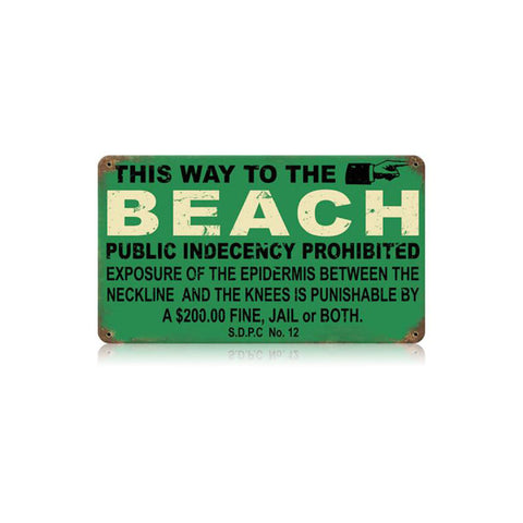 Beach Indecency Vintage Sign Metal Sign